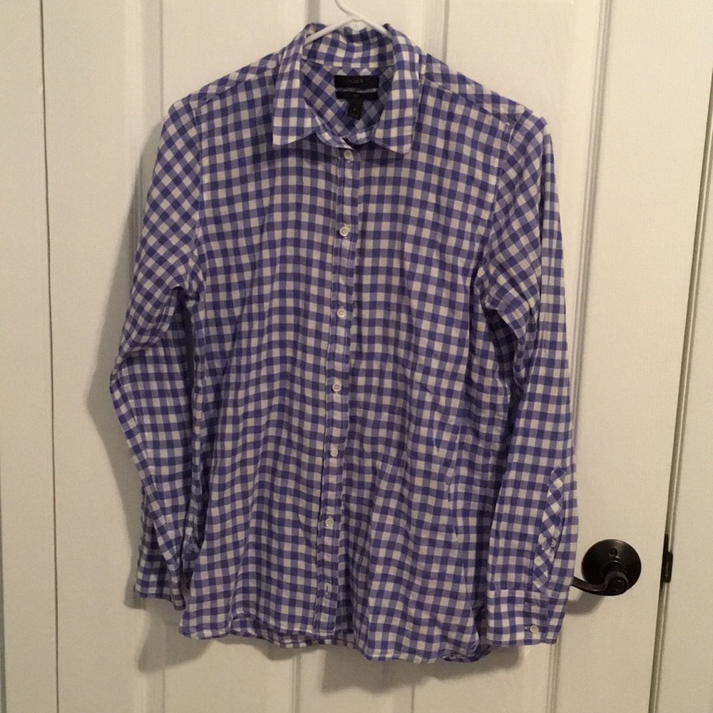 J.Crew Periwinkle checked shirt. Gingham!